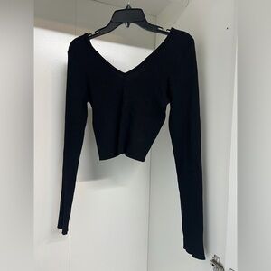 Forever 21 Black Ribbed V-Neck Sweater